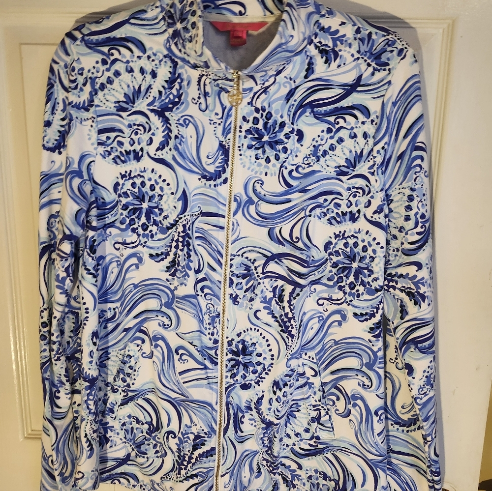 Lilly Pulitzer Blue and White Floral Jacket
